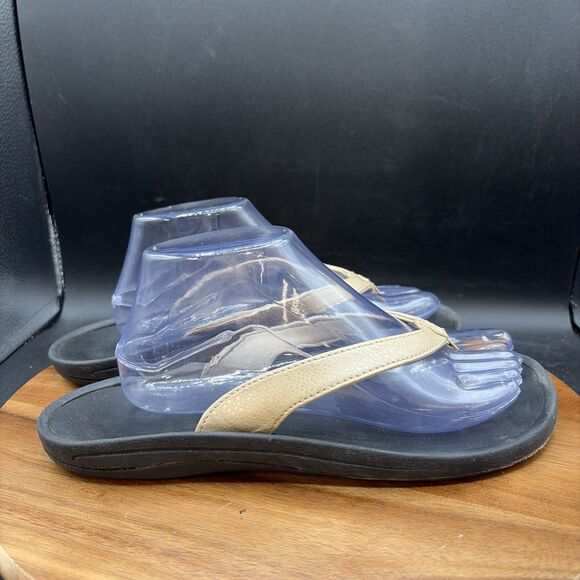 Olukai Kulapa Kai Womens Size 10 Sandals Flip Flop Thong Flats Gold Black - Picture 3 of 9